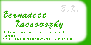 bernadett kacsovszky business card